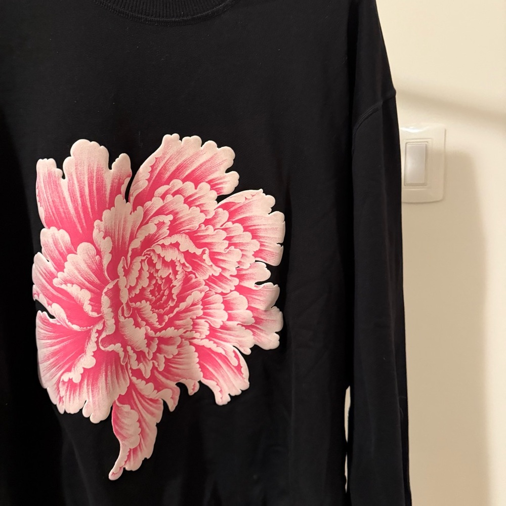 Y-3 Black Sweatshirt with Pink Floral Design - Picture 2 of 4